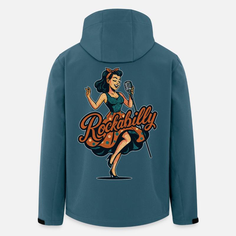 Rockabilly Charcoal Microphone Singing 50s Gift - Men’s Recycled Softshell Jacket by Stanley/Stella - stargazer