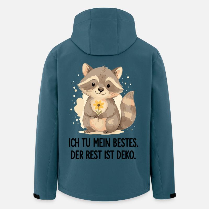 Raton laveur avec fleur – Doux - Veste softshell homme en polyester recyclé Stanley/Stella - bleu pétrole foncé