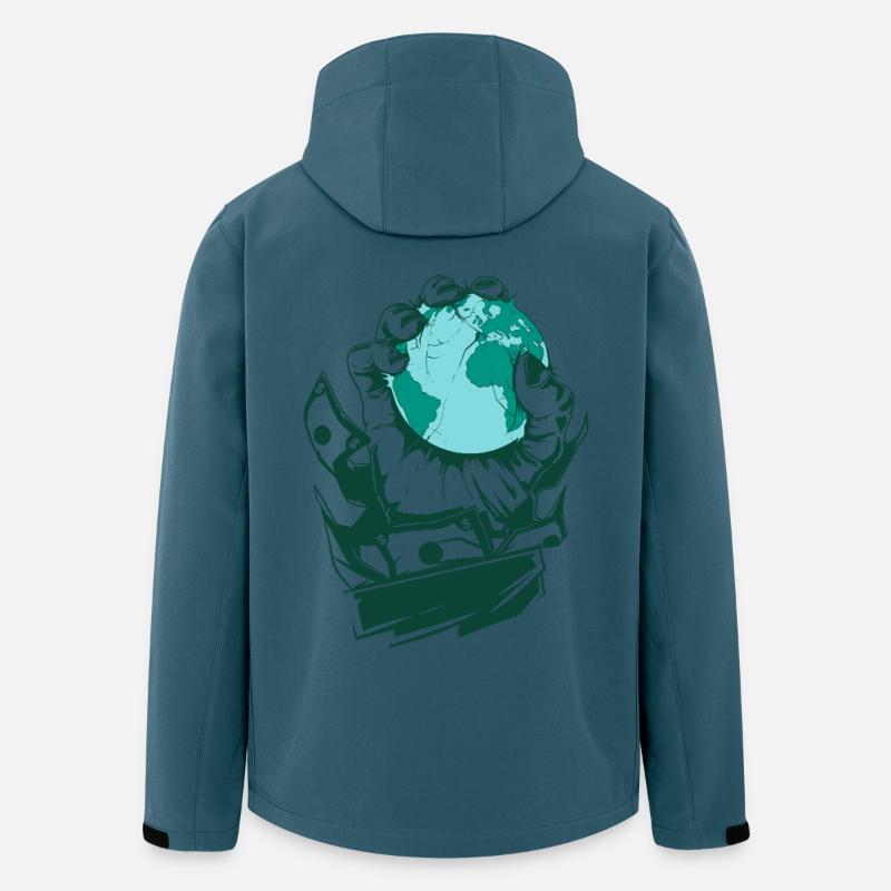 BasedWear - Main de la cupidité - Veste softshell homme en polyester recyclé Stanley/Stella - bleu pétrole foncé