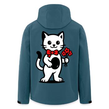 Kawaii Katzenfreund mit roter Schleife - Recycelte Männer Softshell-Jacke von Stanley/Stella - Dunkles Petrol - Hinten - AI Model Male 185 light (185cm)