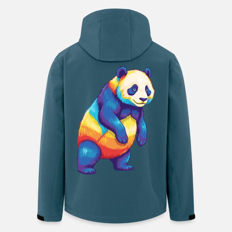 Buntes Panda-Regenbogen-Pop-Art-Aquarell - Recycelte Männer Softshell-Jacke von Stanley/Stella - Dunkles Petrol