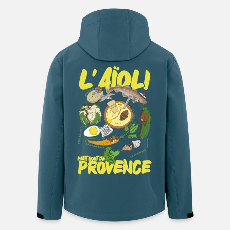 Illustrerade provensalska aioli - Softshelljacka herr i återvunnen polyester Stanley/Stella - mörk petrol