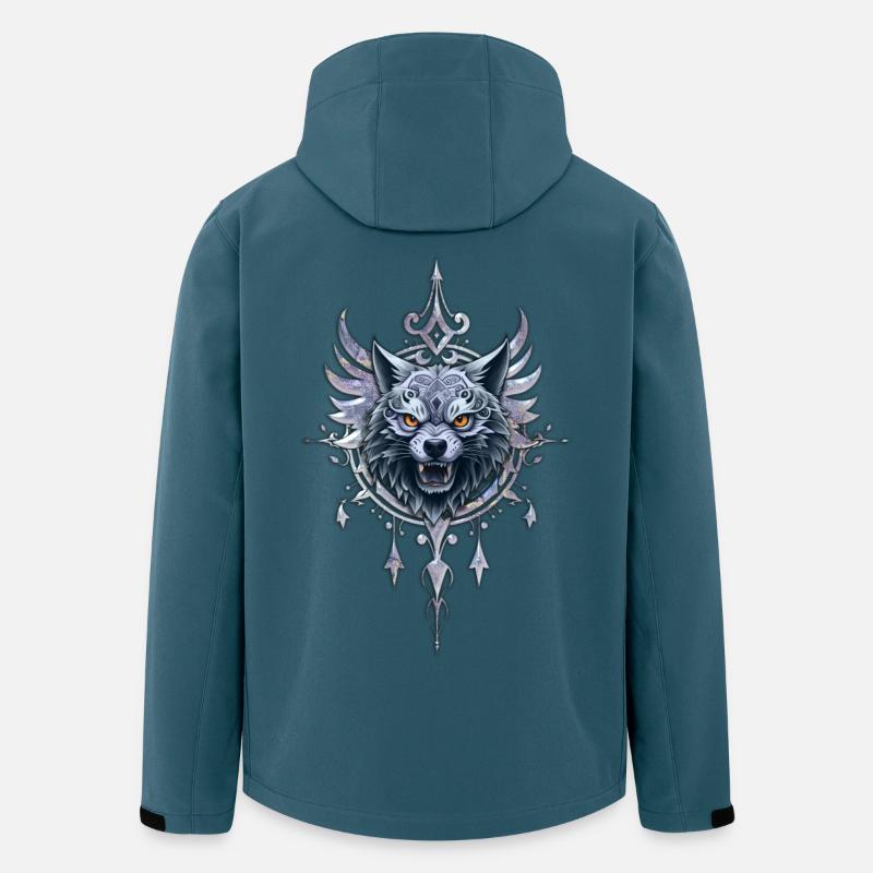 Mystischer Wolfskopf. - Recycelte Männer Softshell-Jacke von Stanley/Stella - Dunkles Petrol