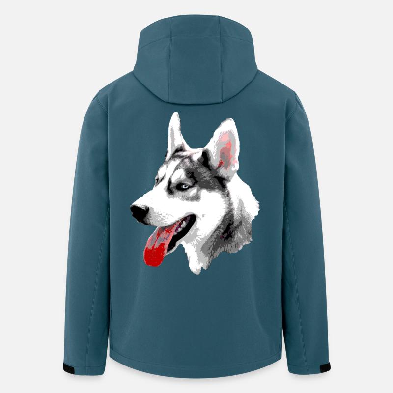 Tête Husky Pop Art - Veste softshell homme en polyester recyclé Stanley/Stella - bleu pétrole foncé