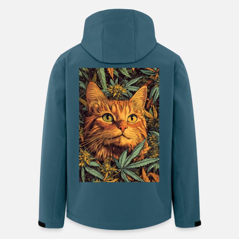 Visage de chat dans la forêt de chanvre - Veste softshell homme en polyester recyclé Stanley/Stella - bleu pétrole foncé
