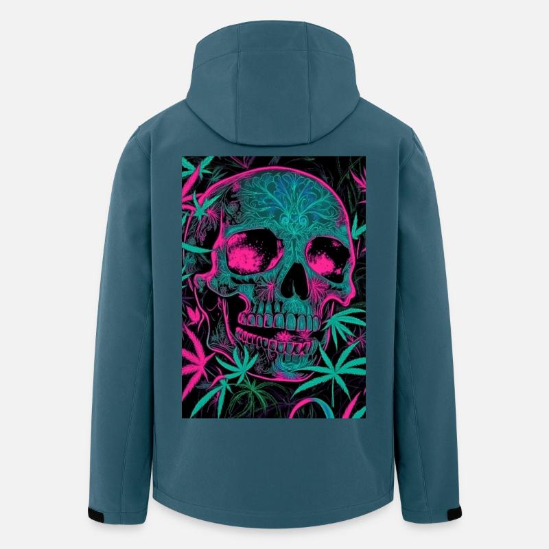 Neon-Skull mit Cannabisblatt-Pattern - Recycelte Männer Softshell-Jacke von Stanley/Stella - Dunkles Petrol