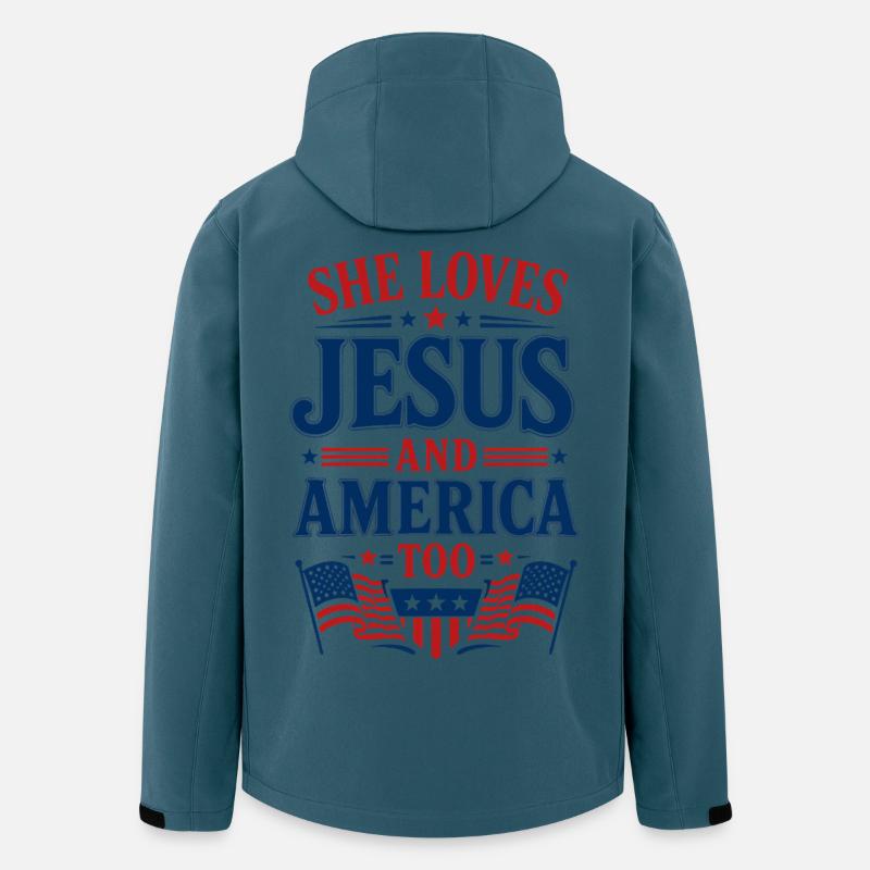 Sie liebt Jesus und Amerika - Recycelte Männer Softshell-Jacke von Stanley/Stella - Dunkles Petrol