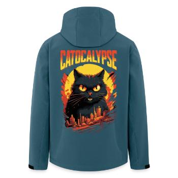 Cat Catocalypse City Chaos Creature Monster Cat - Men’s Recycled Softshell Jacket by Stanley/Stella - stargazer - Back - AI Model Male 185 light (185cm)