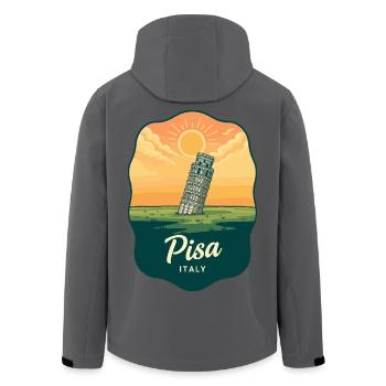Pisa Leaning Tower Vintage Sunset Badge - Men’s Recycled Softshell Jacket by Stanley/Stella - stargazer - Back - AI Model Male 185 light (185cm)