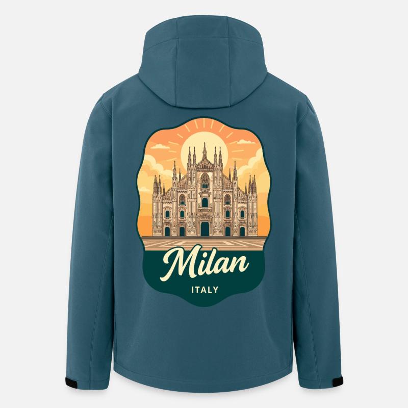 Milan Duomo Retro Sunset Reiseabzeichen - Recycelte Männer Softshell-Jacke von Stanley/Stella - Dunkles Petrol