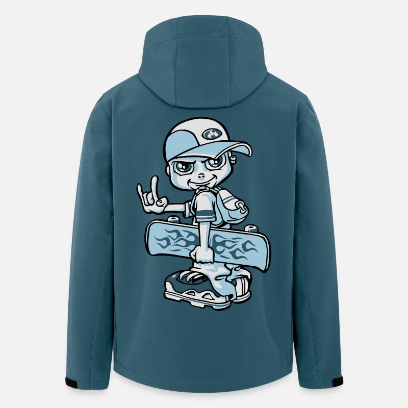 Garçon et son skateboard flex - Veste softshell homme en polyester recyclé Stanley/Stella - bleu pétrole foncé