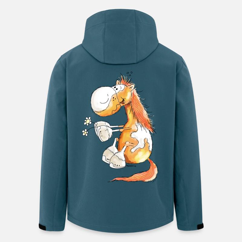 Pferd mit Blume - Pferde - Pony - Fuchs - Geschenk - Recycelte Männer Softshell-Jacke von Stanley/Stella - Dunkles Petrol