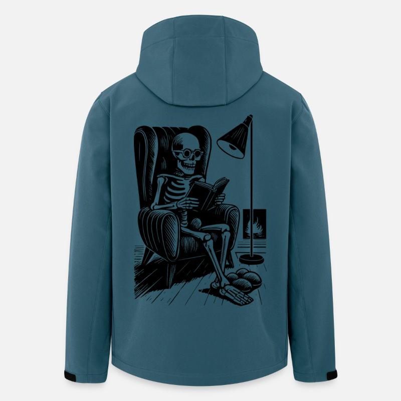Lesendes Skelett im Lesesessel - Recycelte Männer Softshell-Jacke von Stanley/Stella - Dunkles Petrol