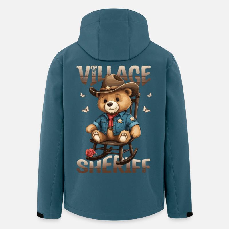 Ours le shérif du village - Veste softshell homme en polyester recyclé Stanley/Stella - bleu pétrole foncé