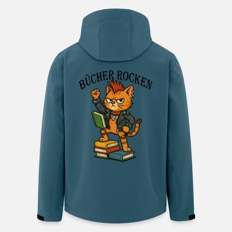 Punk-Katze: Bücher rocken! - Recycelte Männer Softshell-Jacke von Stanley/Stella - Dunkles Petrol