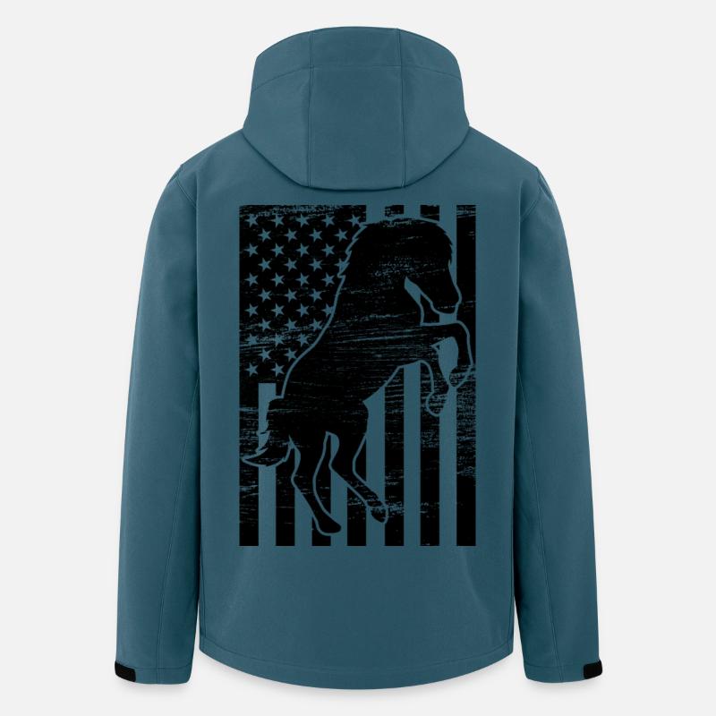Chevaucher le drapeau des États-Unis - Veste softshell homme en polyester recyclé Stanley/Stella - bleu pétrole foncé