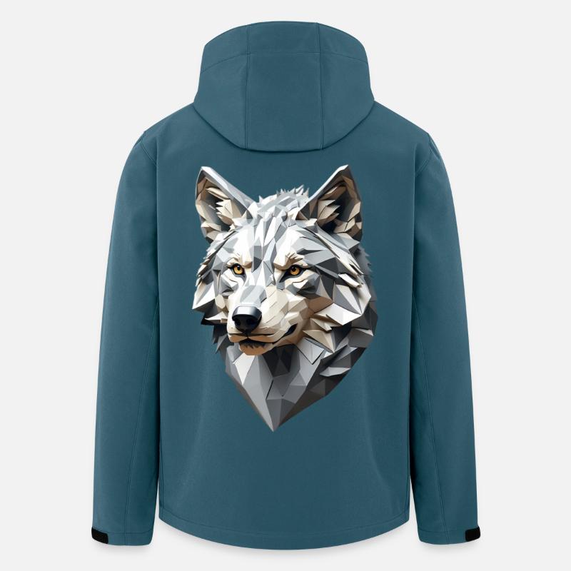 Wolfskopf LowPoly Geometrisch - Recycelte Männer Softshell-Jacke von Stanley/Stella - Dunkles Petrol