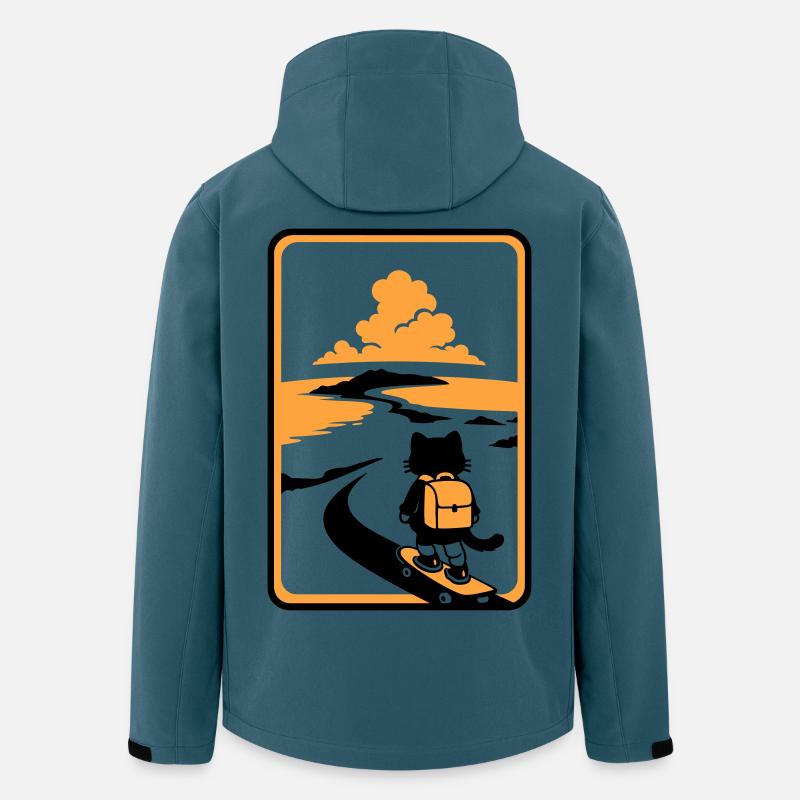 Skate Cat Sunset - Recycelte Männer Softshell-Jacke von Stanley/Stella - Dunkles Petrol