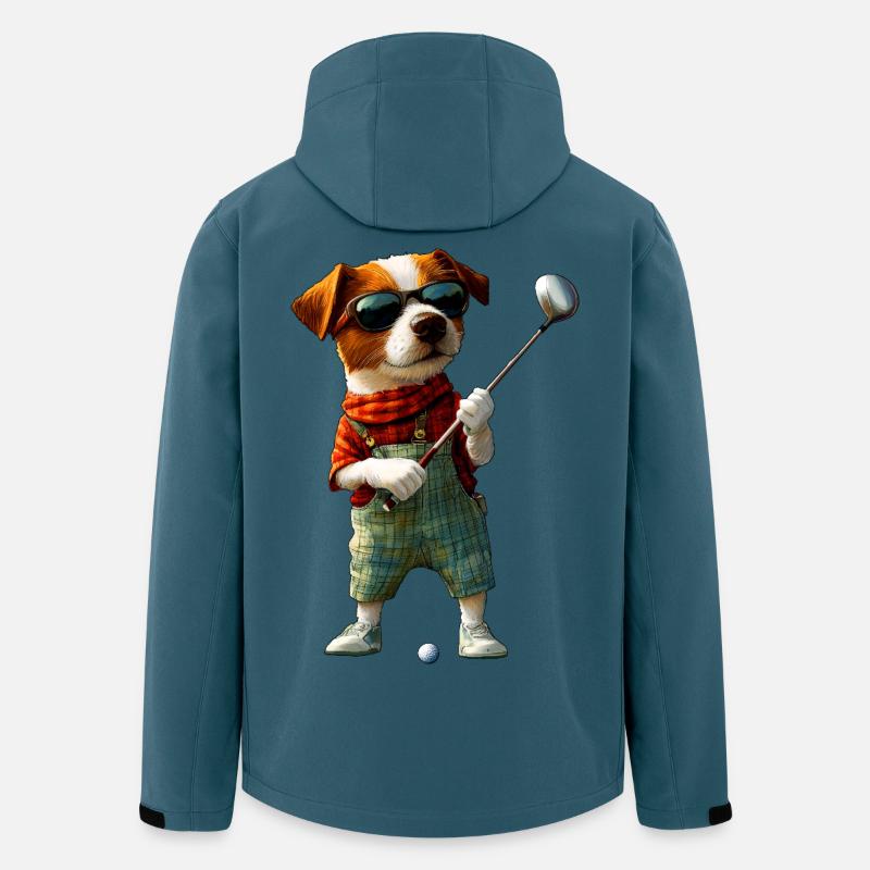 Golf Jack Russell Hund - Recycelte Männer Softshell-Jacke von Stanley/Stella - Dunkles Petrol