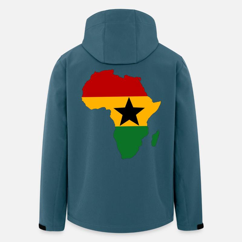 Drapeau du Ghana Afrique - Veste softshell homme en polyester recyclé Stanley/Stella - bleu pétrole foncé