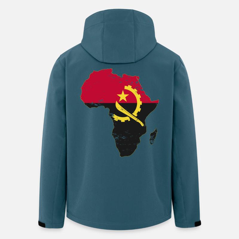 Drapeau de l’Angola Afrique - Veste softshell homme en polyester recyclé Stanley/Stella - bleu pétrole foncé