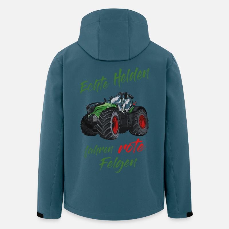 Echte Helden fahren rote Felgen! Traktor Spruch - Recycelte Männer Softshell-Jacke von Stanley/Stella - Dunkles Petrol