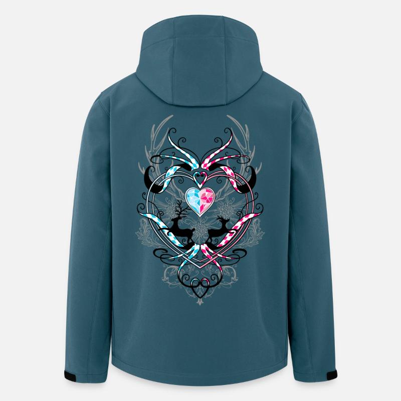 Hirsch Geweih Edelweiß und Herz - Recycelte Männer Softshell-Jacke von Stanley/Stella - Dunkles Petrol