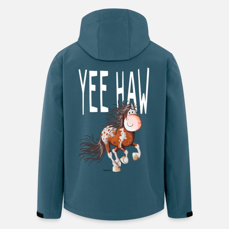 Yee Haw Cheval - Chevaux - Comique - Veste softshell homme en polyester recyclé Stanley/Stella - bleu pétrole foncé