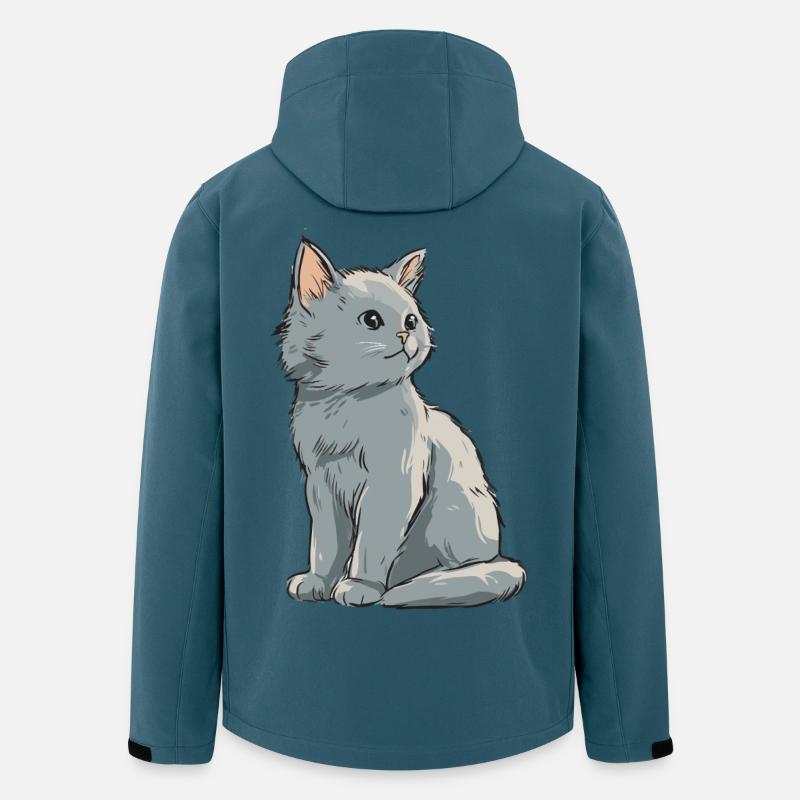 Graues Samtkätzchen Illustration - Recycelte Männer Softshell-Jacke von Stanley/Stella - Dunkles Petrol