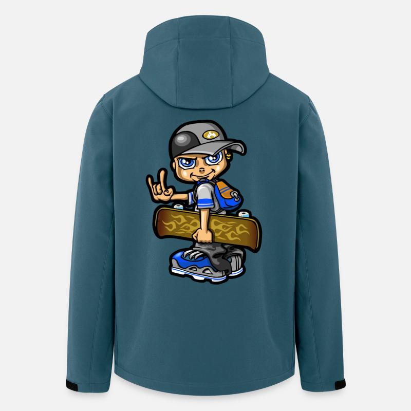 Garçon porte son skateboard - Veste softshell homme en polyester recyclé Stanley/Stella - bleu pétrole foncé