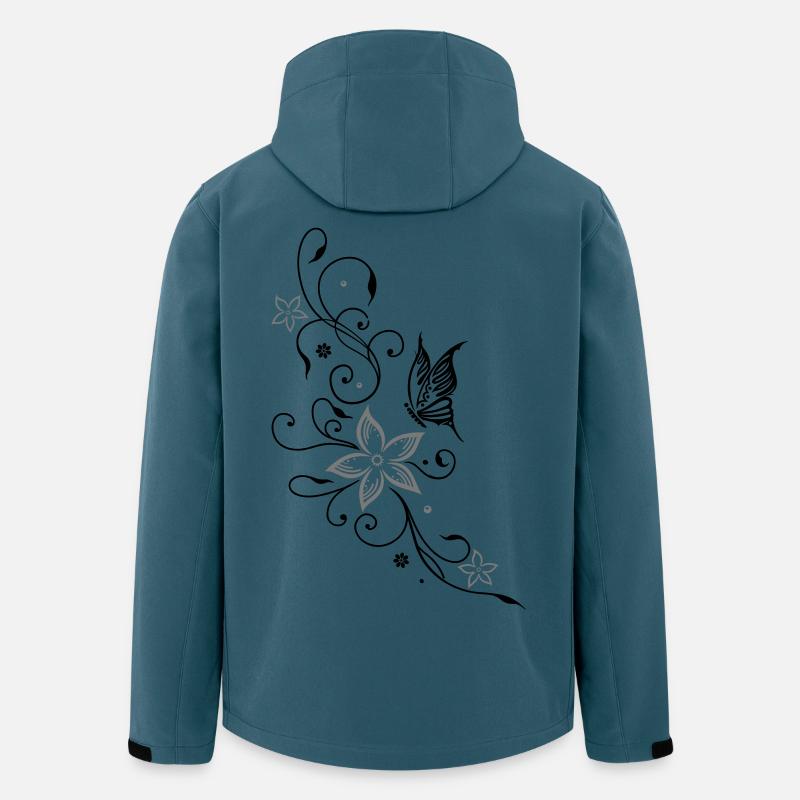 Blumen mit Schmetterling, flowers - Recycelte Männer Softshell-Jacke von Stanley/Stella - Dunkles Petrol