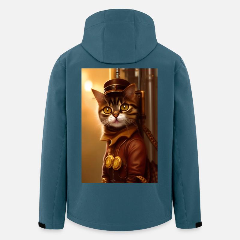 Chat Steampunk Style - Veste softshell homme en polyester recyclé Discoverer Stanley/Stella - bleu pétrole foncé