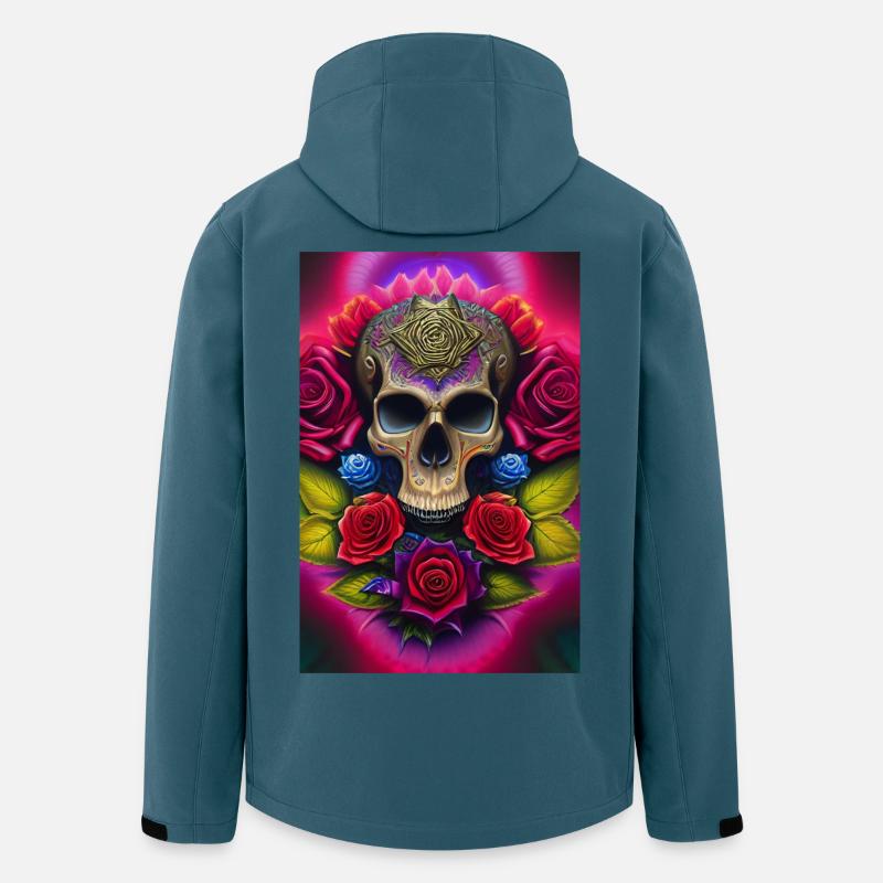 Totenkopf mit Rosen - Recycelte Männer Softshell-Jacke von Stanley/Stella - Dunkles Petrol