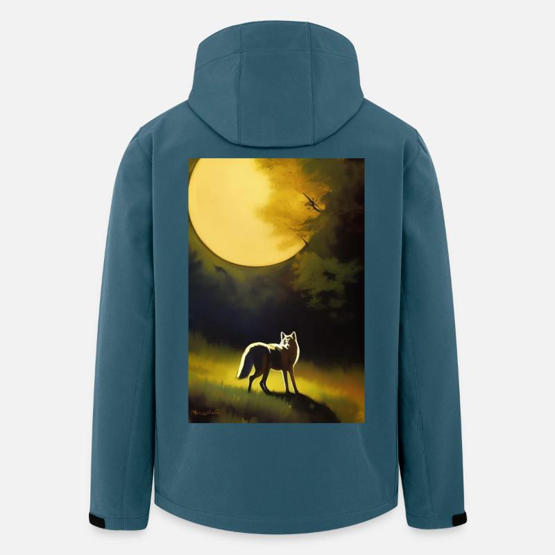 Le loup et la lune - Veste softshell homme en polyester recyclé Stanley/Stella - bleu pétrole foncé