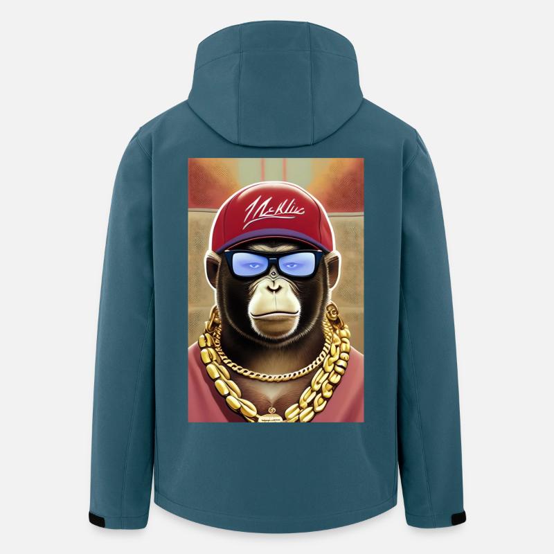 Cooler Affe mit Sonnenbrille - Recycelte Männer Softshell-Jacke von Stanley/Stella - Dunkles Petrol