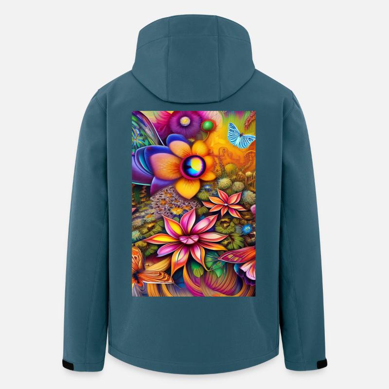 Fleurs et papillon - Veste softshell homme en polyester recyclé Stanley/Stella - bleu pétrole foncé