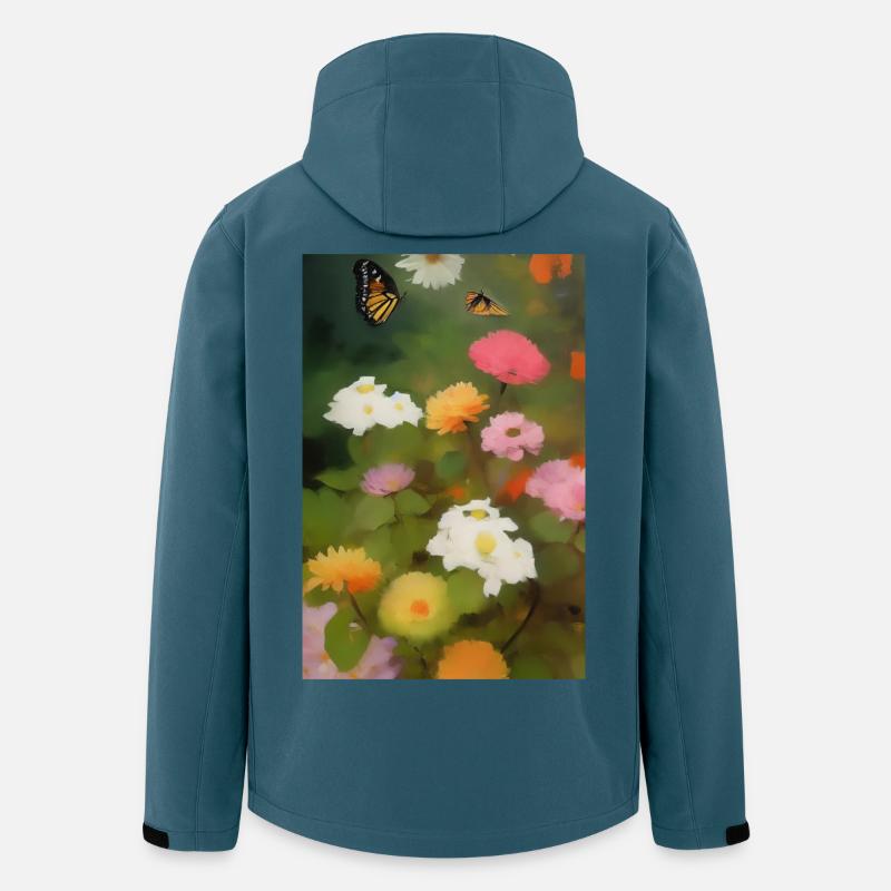 Blumen und Schmetterling - Recycelte Männer Softshell-Jacke von Stanley/Stella - Dunkles Petrol