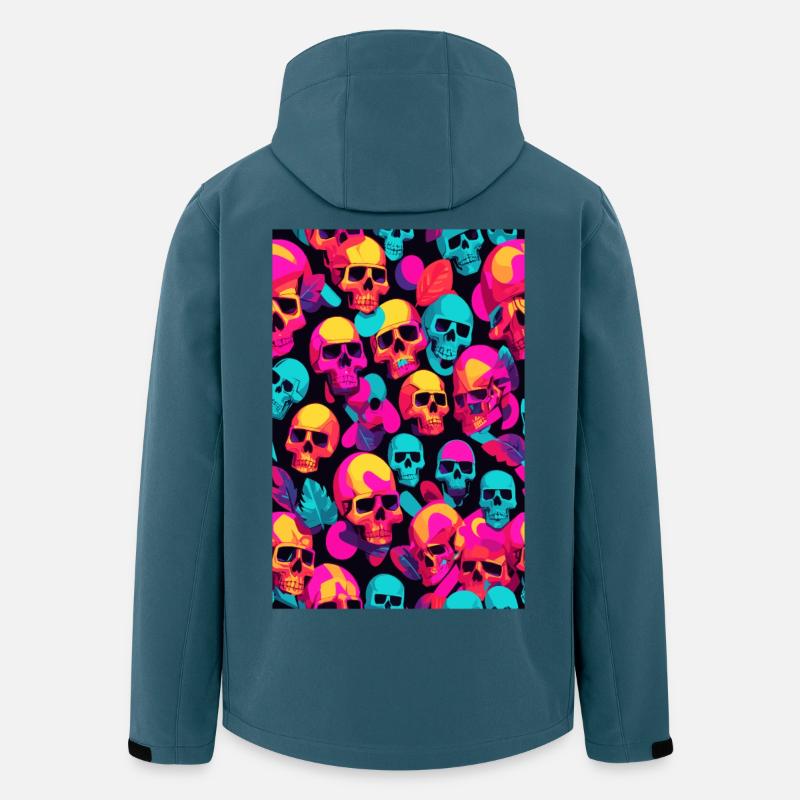 Neon Totenköpfe - Recycelte Männer Softshell-Jacke von Stanley/Stella - Dunkles Petrol