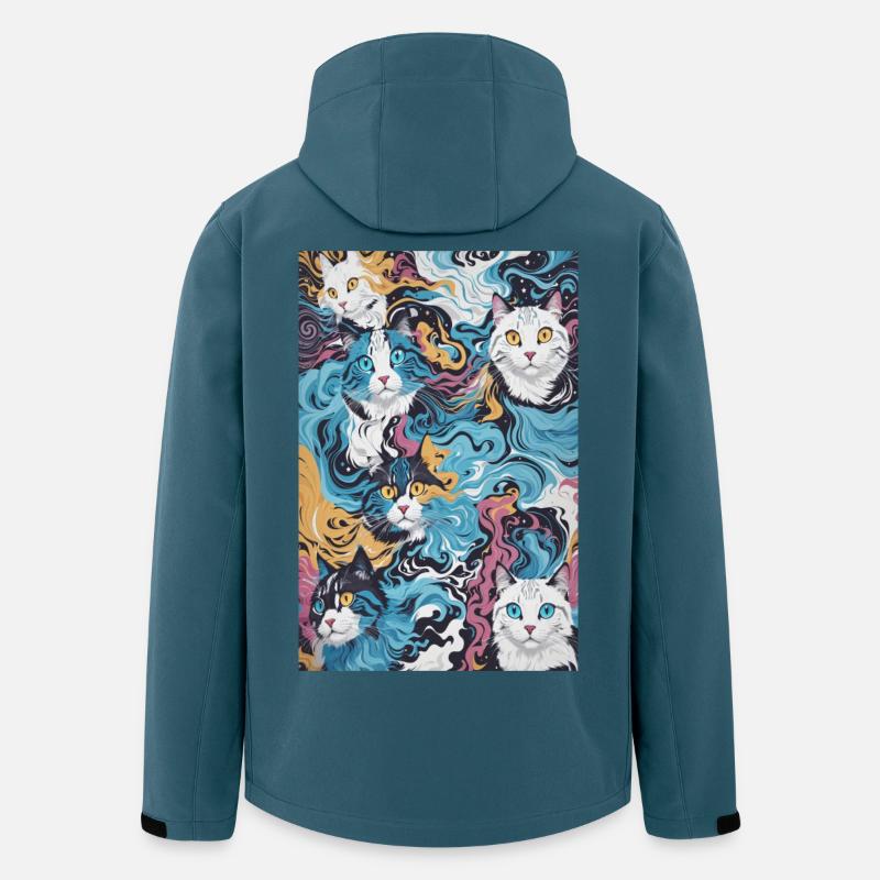 Katzen Muster - Recycelte Männer Softshell-Jacke von Stanley/Stella - Dunkles Petrol