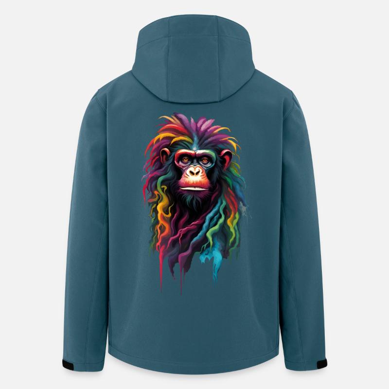 Porträt Rasta Affe Bunte Dreads - Recycelte Männer Softshell-Jacke von Stanley/Stella - Dunkles Petrol