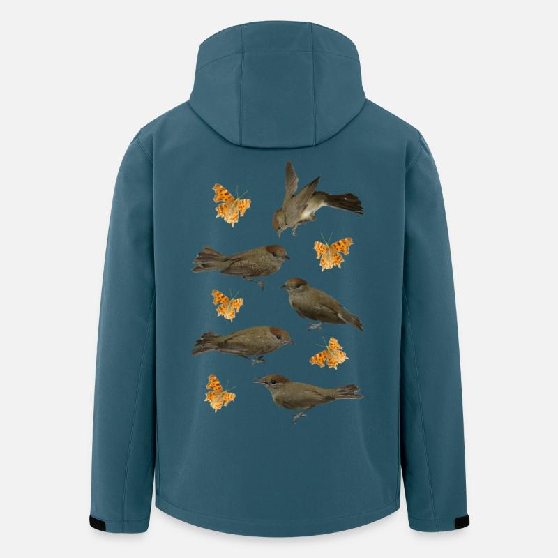 Mönchsgrasmücke mit C-Falter - Recycelte Männer Softshell-Jacke von Stanley/Stella - Dunkles Petrol
