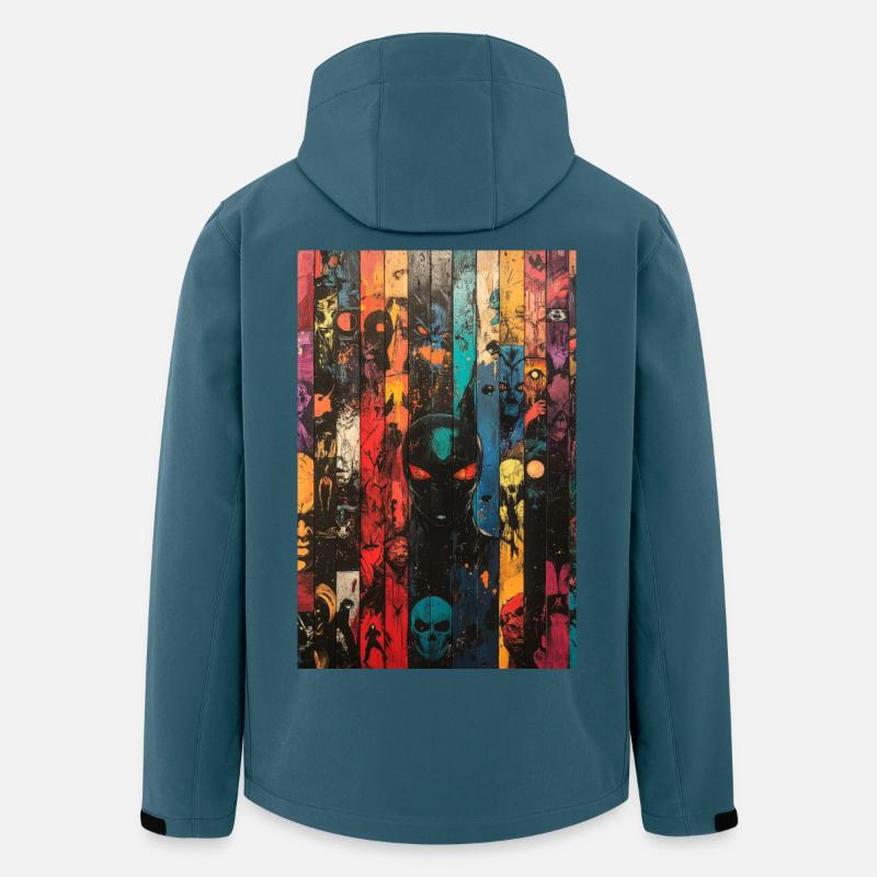 Farbige Schädel-Panel-Kunst - Recycelte Männer Softshell-Jacke von Stanley/Stella - Dunkles Petrol