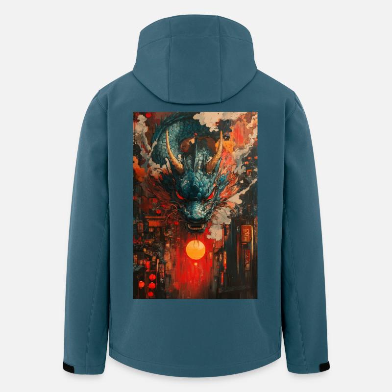 Drachensturm über Neon-Stadt - Recycelte Männer Softshell-Jacke von Stanley/Stella - Dunkles Petrol
