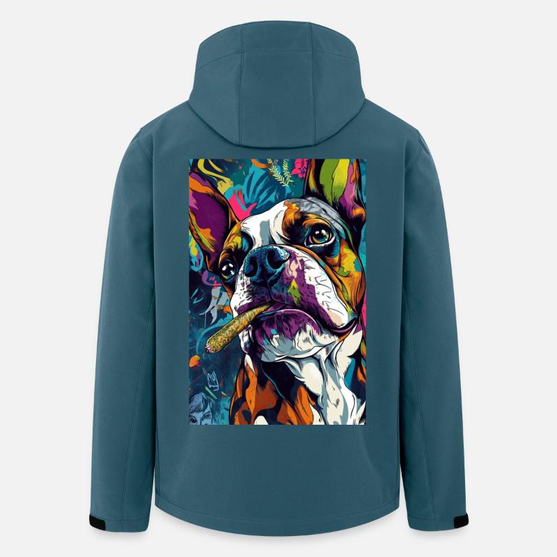 Knallbunte Bulldogge mit Zigarre - Recycelte Männer Softshell-Jacke von Stanley/Stella - Dunkles Petrol