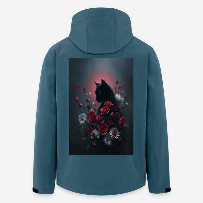 Chat avec des fleurs - Veste softshell homme en polyester recyclé Stanley/Stella - bleu pétrole foncé