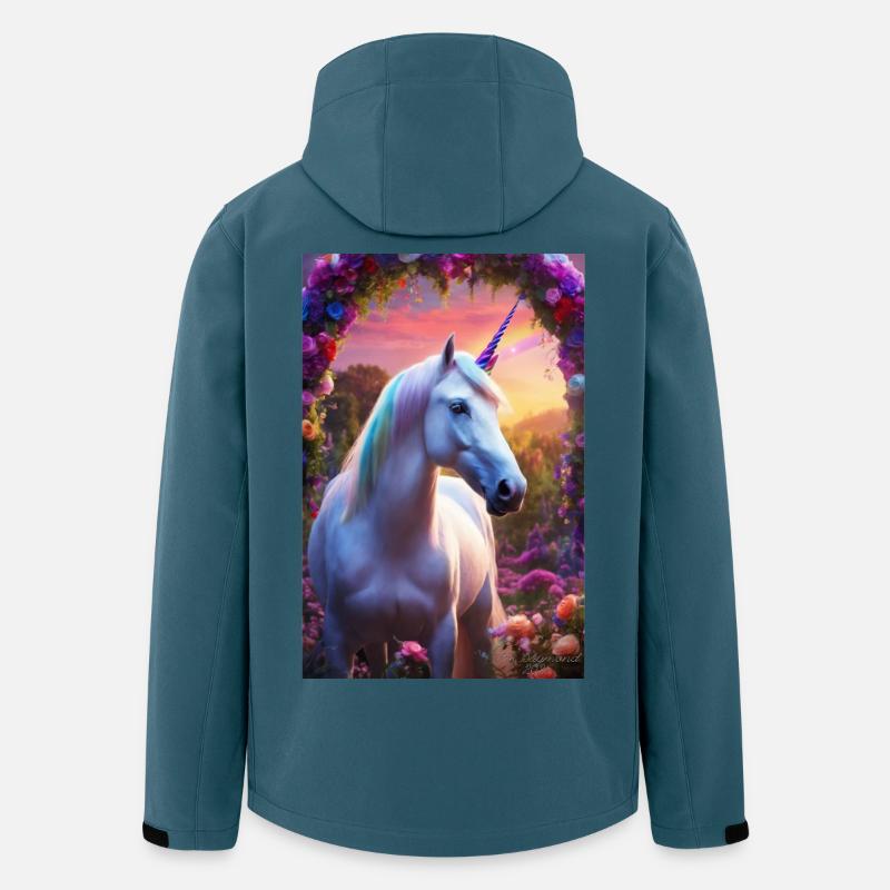 Pastell-Einhorn im Floral Arch - Recycelte Männer Softshell-Jacke von Stanley/Stella - Dunkles Petrol