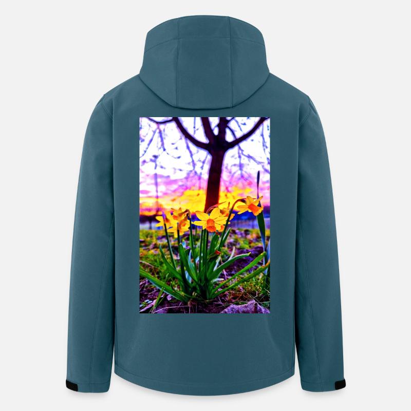 Jonquilles au coucher du soleil - Veste softshell homme en polyester recyclé Stanley/Stella - bleu pétrole foncé