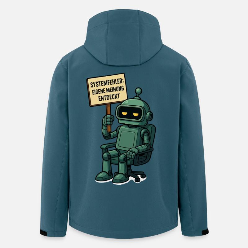 Systemfehler entdeckt – Denk selbst! Roboter - Recycelte Männer Softshell-Jacke von Stanley/Stella - Dunkles Petrol