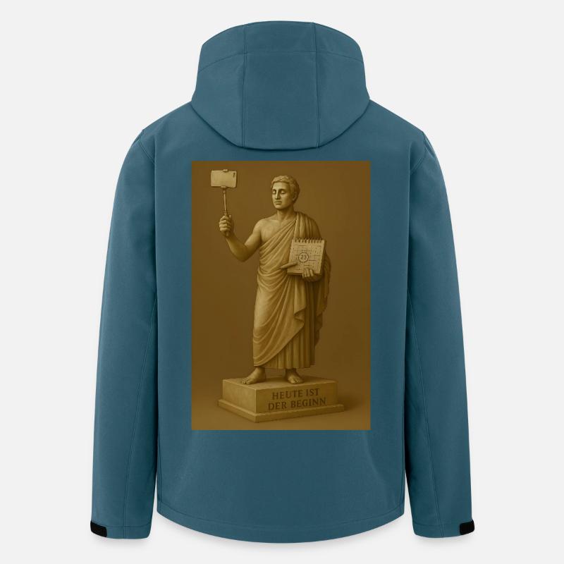 Statue moderne avec smartphone et calendrier - Veste softshell homme en polyester recyclé Stanley/Stella - bleu pétrole foncé