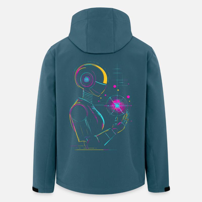 Futuristischer Roboter mit Neon-Look - Recycelte Männer Softshell-Jacke von Stanley/Stella - Dunkles Petrol